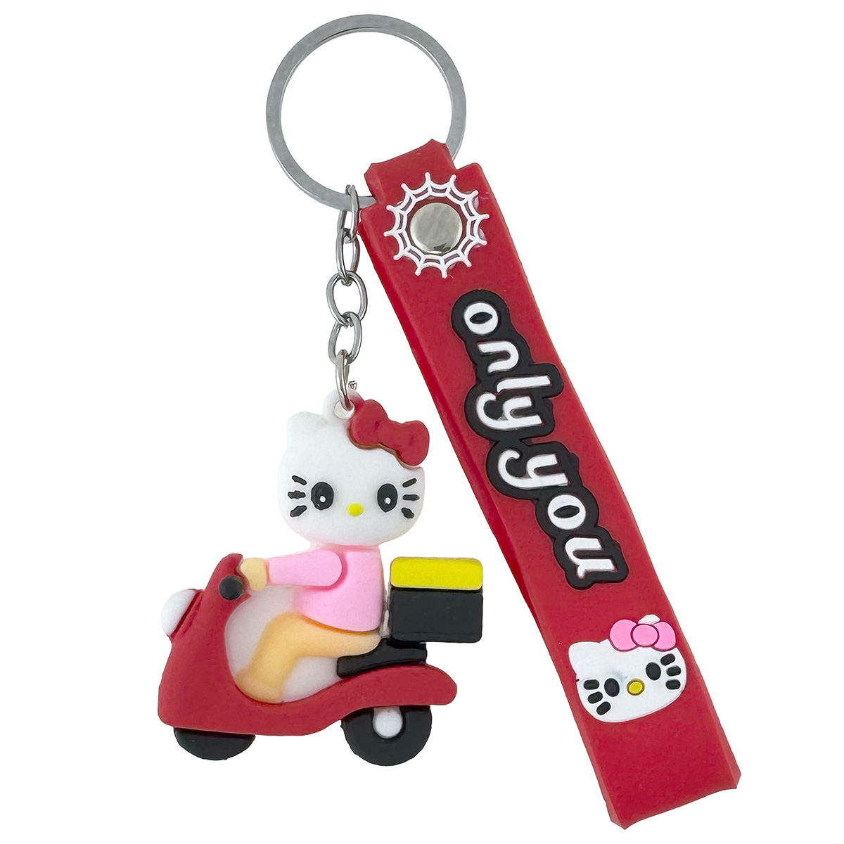 Брелок гумовий обʼємний з браслетом Кітті на скутері (12)