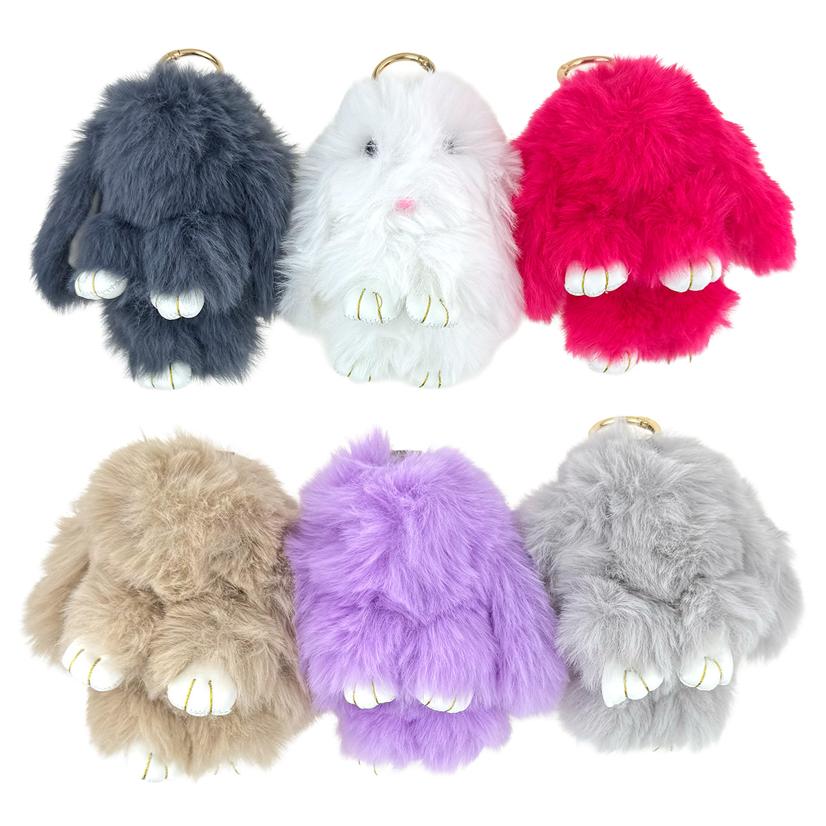 Пухнастий, хутряний кролік  з кільцем середній 15 см  (12) /200/