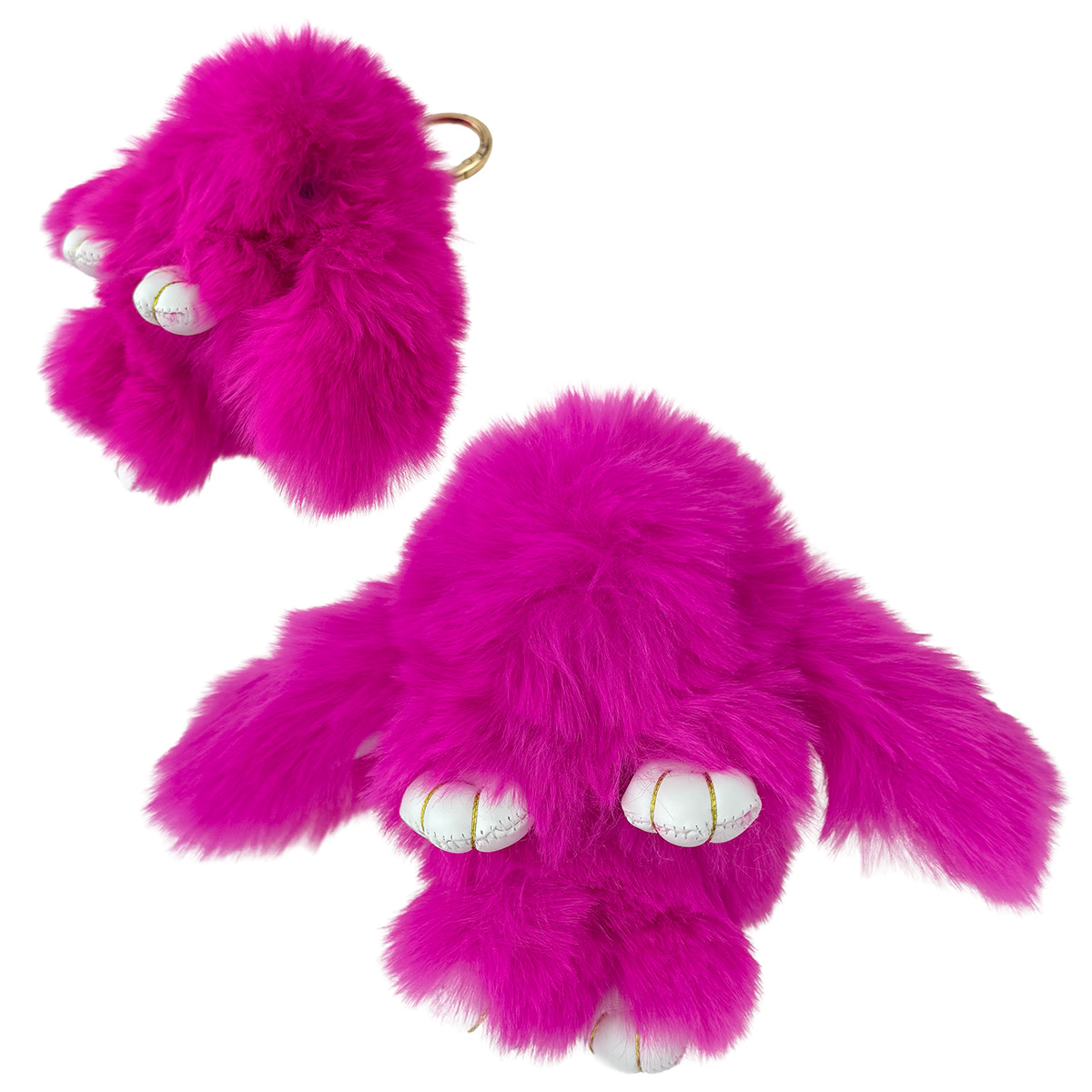 Пухнастий, хутряний кролік  з кільцем середній 15 см  (12) /200/