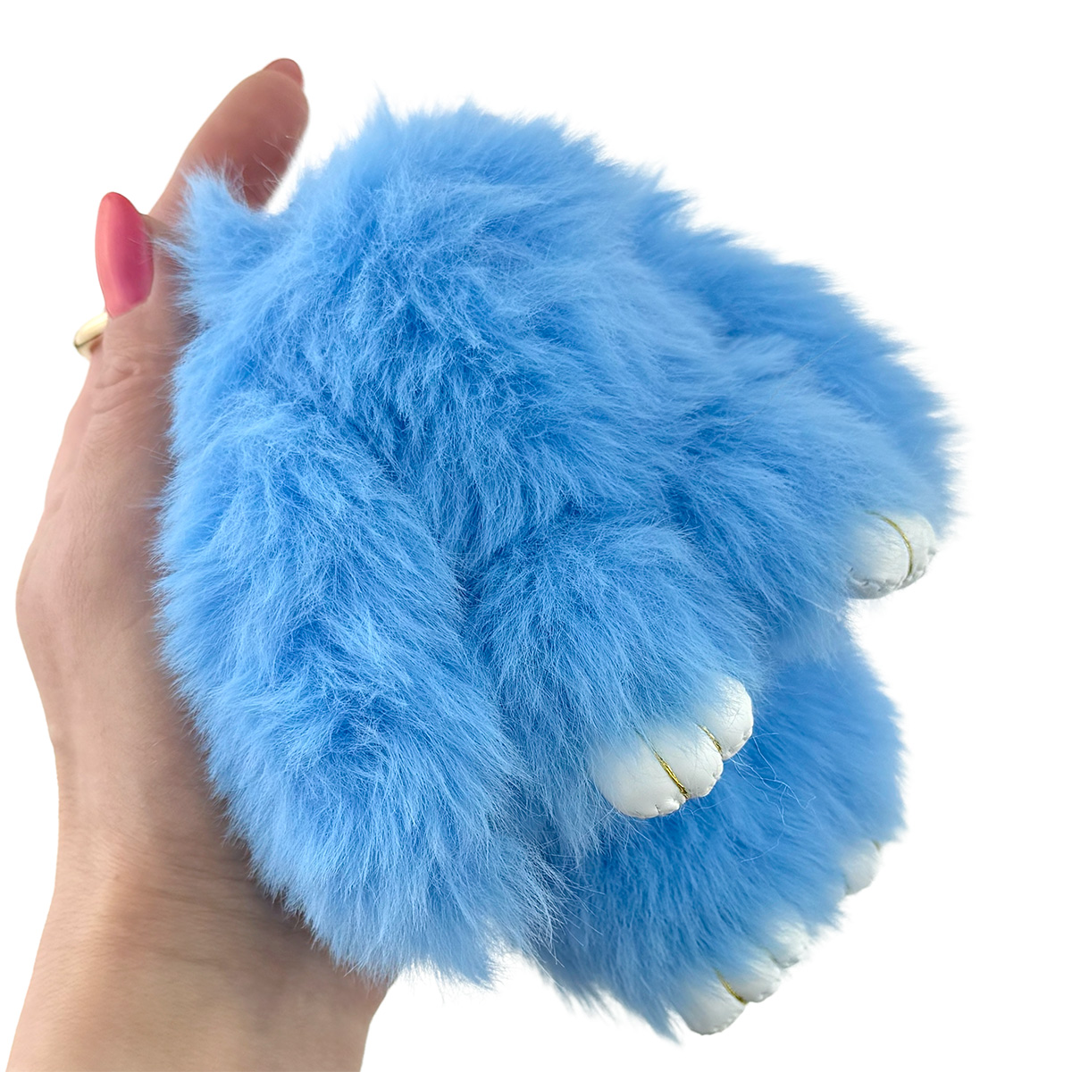 Пухнастий, хутряний кролік  з кільцем середній 15 см  (12) /200/