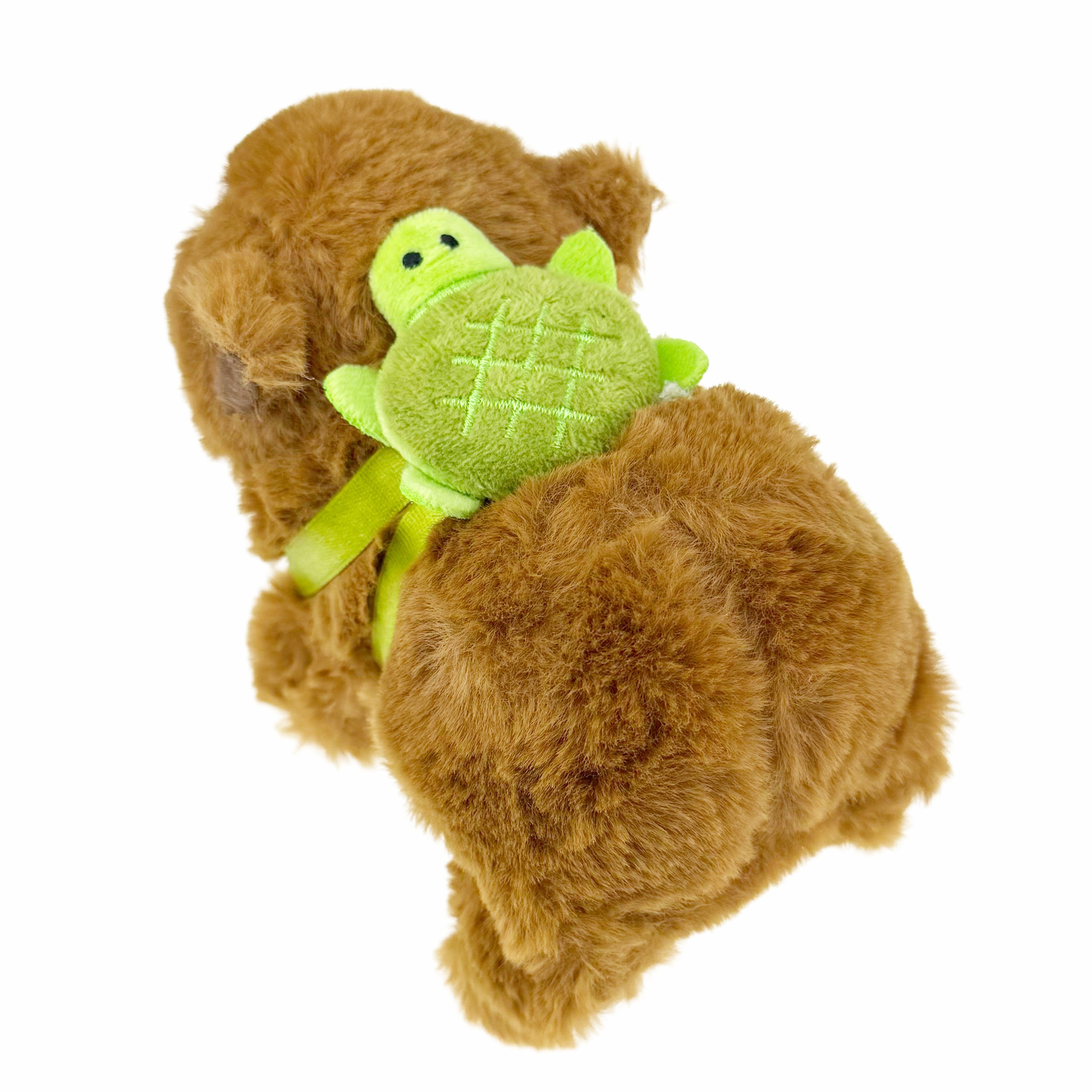 Капибара із штучного хутра бігає і підстрибує пищіть з черепашкою на спині /144/