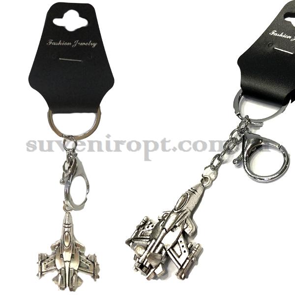 Брелок   в упаковке металлический самолёт истребитель