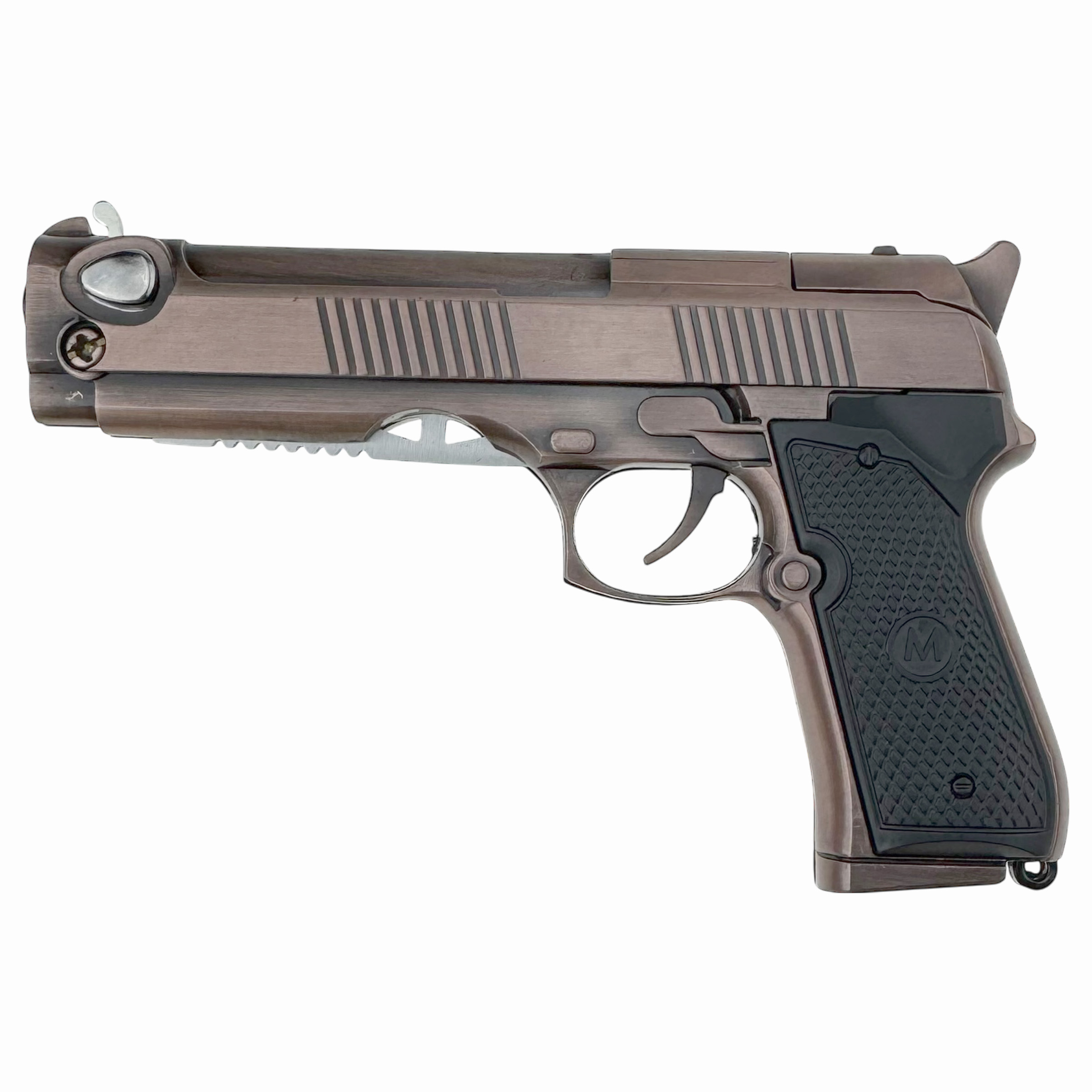 Сувенірний пистолет з ножем та запальничкою в коробці 20 см (12) /300/