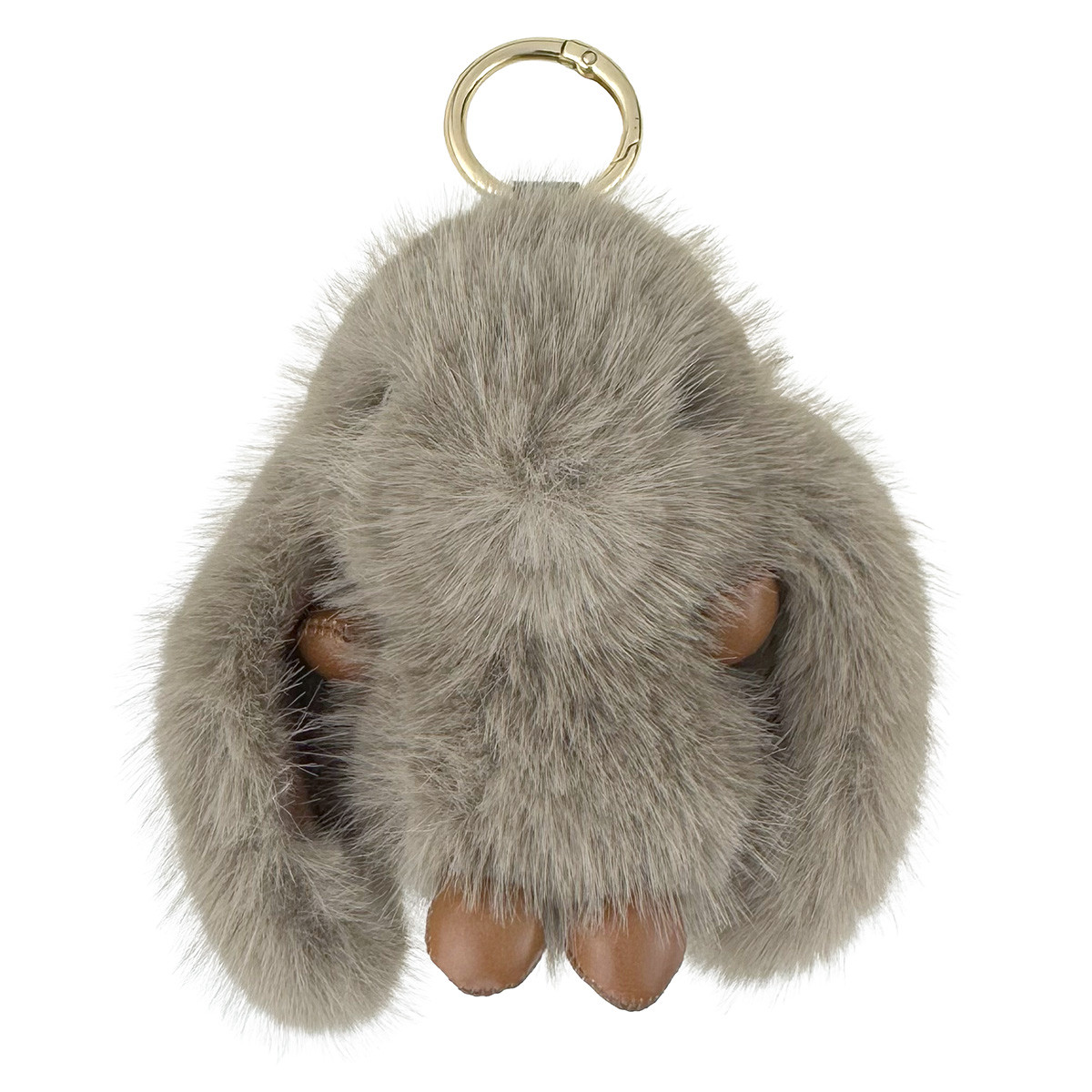 Пухнастий натуральний кролік коліру асорті шкіряні ручки ніжки з кільцем 12 см (12) /200/