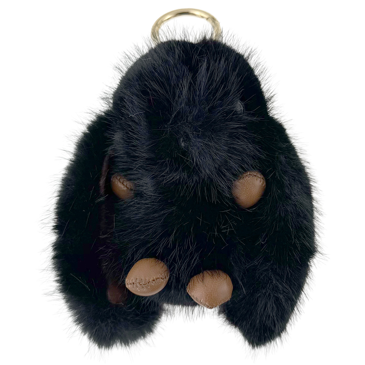 Пухнастий натуральний кролік коліру асорті шкіряні ручки ніжки з кільцем 12 см (12) /200/