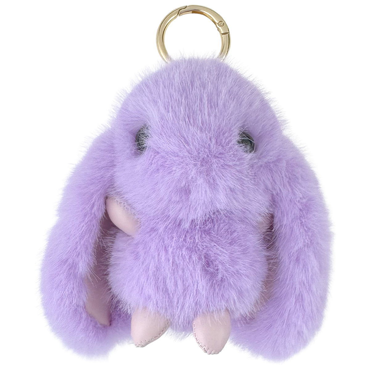 Пухнастий натуральний кролік коліру асорті шкіряні ручки ніжки з кільцем 12 см (12) /200/